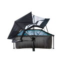 EXIT Black Wood pool 220x150x65cm with filter pump and dome and canopy - black