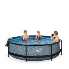 EXIT Stone pool ø300x76cm with filter pump and dome - grey