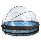EXIT Stone pool ø360x76cm with filter pump and dome and canopy - grey