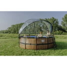 EXIT Wood pool &oslash;427x122cm with sand filter pump and dome - brown