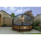 EXIT Wood pool &oslash;300x76cm with filter pump and dome - brown
