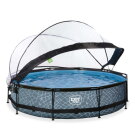 EXIT Stone pool &oslash;360x76cm with filter pump and dome - grey