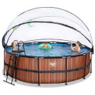 EXIT Wood pool ø450x122cm with sand filter pump and dome - brown