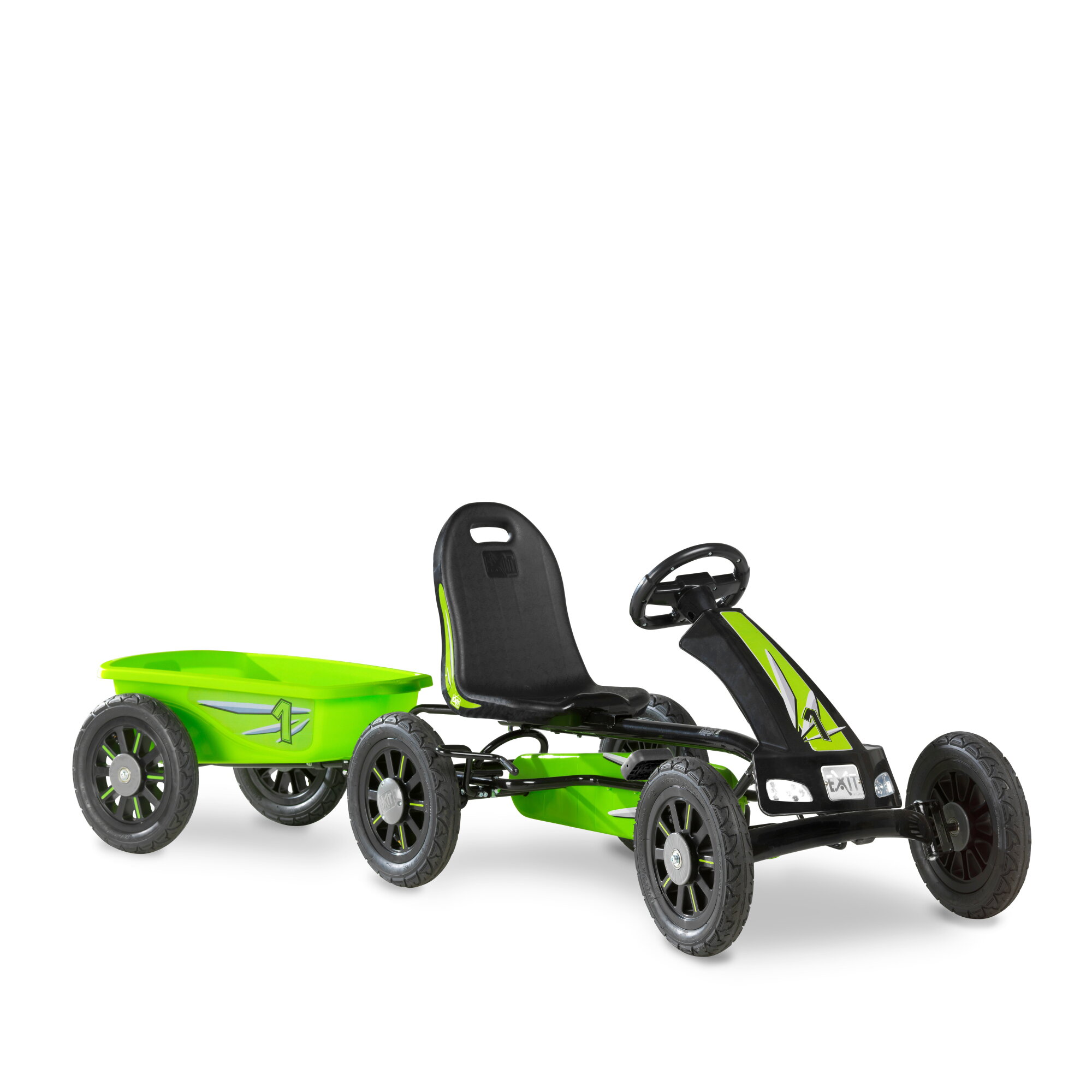 EXIT Spider Green pedal gokart with trailer green EXIT Toys