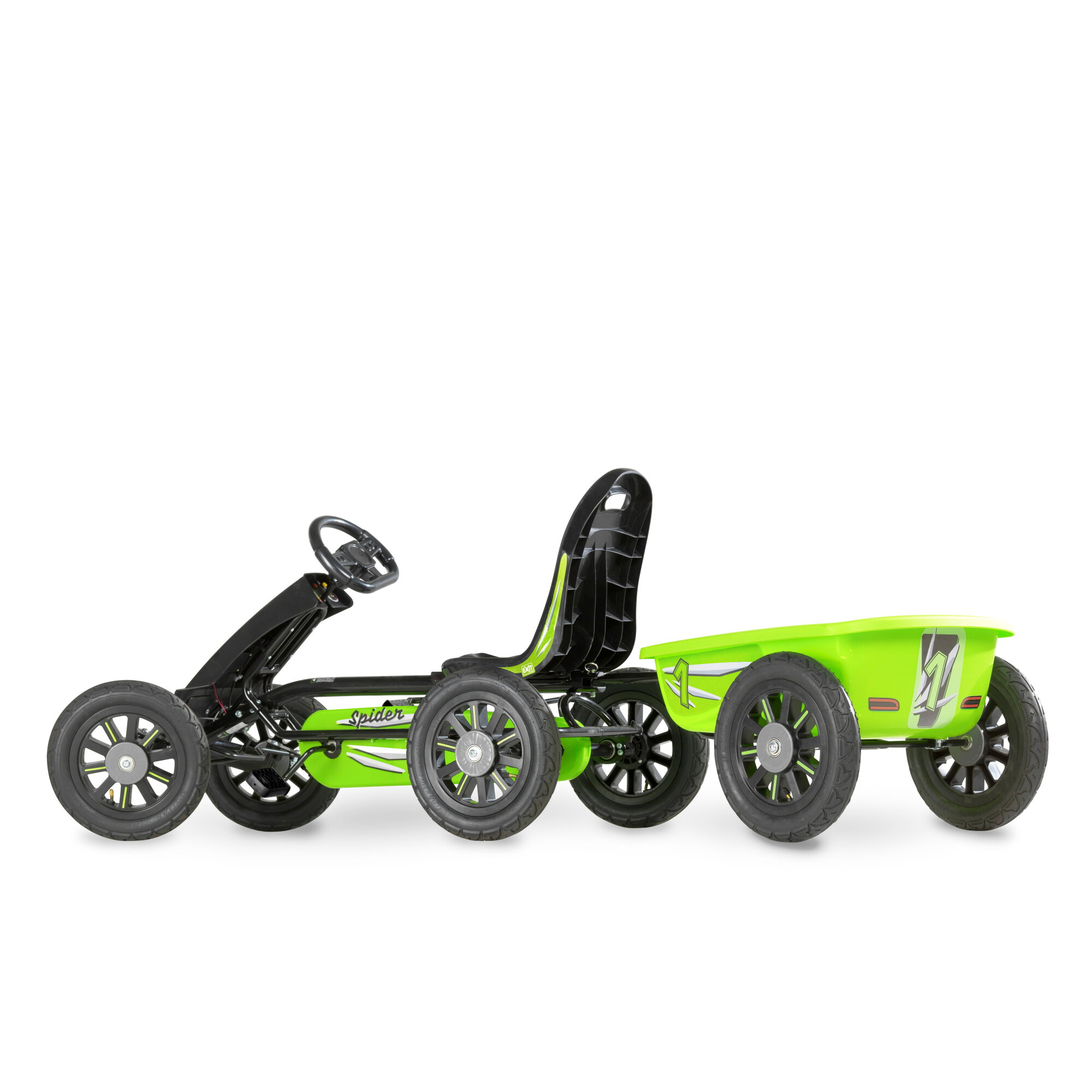EXIT Spider Green pedal gokart with trailer green EXIT Toys