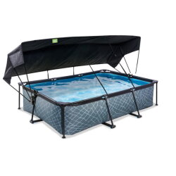 EXIT Stone pool 300x200x65cm with filter pump and canopy - grey