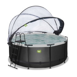 EXIT Black Leather pool &oslash;360x122cm with sand filter pump and dome - black