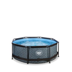 EXIT Stone pool &oslash;244x76cm with filter pump - grey