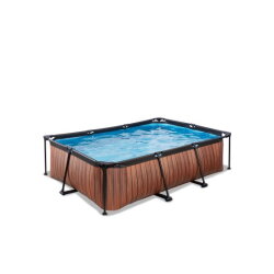 EXIT Wood pool 220x150x65cm with filter pump - brown