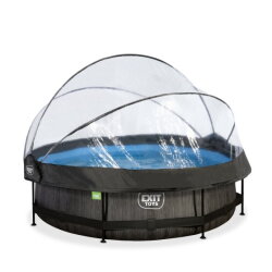 EXIT Black Wood pool ø300x76cm with filter pump and dome - black