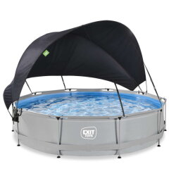 EXIT Soft Grey pool &oslash;360x76cm with filter pump and canopy - grey