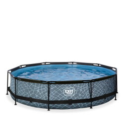 EXIT Stone pool &oslash;360x76cm with filter pump - grey