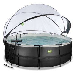 EXIT Black Leather pool &oslash;427x122cm with sand filter pump and dome - black