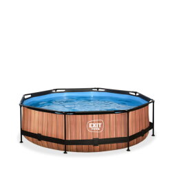 EXIT Wood pool &oslash;300x76cm with filter pump - brown