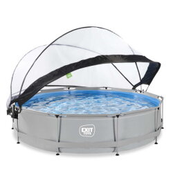 EXIT Soft Grey pool &oslash;360x76cm with filter pump and dome - grey