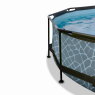 EXIT Stone pool ø244x76cm with filter pump and dome and canopy - grey
