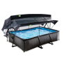 EXIT Black Wood pool 300x200x65cm with filter pump and dome and canopy - black