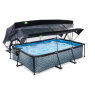 EXIT Stone pool 300x200x65cm with filter pump and dome and canopy - grey