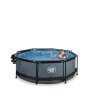 EXIT Stone pool ø244x76cm with filter pump and dome and canopy - grey