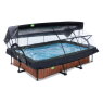 EXIT Wood pool 300x200x65cm with filter pump and dome and canopy - brown