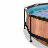 EXIT Wood pool ø244x76cm with filter pump and canopy - brown