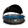 EXIT Black Wood pool ø300x76cm with filter pump and canopy - black