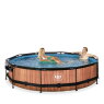 EXIT Wood pool ø360x76cm with filter pump and dome - brown