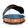 EXIT Wood pool ø300x76cm with filter pump and canopy - brown