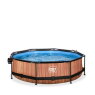 EXIT Wood pool ø300x76cm with filter pump and dome and canopy - brown