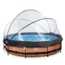 EXIT Wood pool ø360x76cm with filter pump and dome - brown