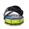 EXIT Lime pool ø244x76cm with filter pump and dome and canopy - green