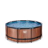 EXIT Wood pool ø360x122cm with sand filter pump - brown