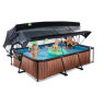 EXIT Wood pool 300x200x65cm with filter pump and dome and canopy - brown