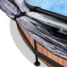 EXIT Wood pool ø244x76cm with filter pump and dome and canopy - brown