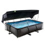 EXIT Black Wood pool 300x200x65cm with filter pump and canopy - black