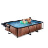 EXIT Wood pool 300x200x65cm with filter pump and dome and canopy - brown