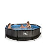 EXIT Black Wood pool ø300x76cm with filter pump - black