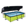 EXIT Lime pool 300x200x65cm with filter pump and canopy - green