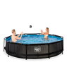 EXIT Black Wood pool ø360x76cm with filter pump - black
