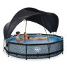 EXIT Stone pool ø360x76cm with filter pump and canopy - grey