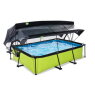 EXIT Lime pool 300x200x65cm with filter pump and dome and canopy - green