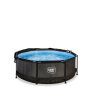 EXIT Black Wood pool ø244x76cm with filter pump and canopy - black