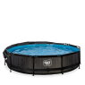EXIT Black Wood pool ø360x76cm with filter pump and canopy - black
