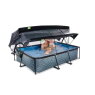 EXIT Stone pool 220x150x65cm with filter pump and dome and canopy - grey