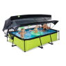 EXIT Lime pool 300x200x65cm with filter pump and dome and canopy - green