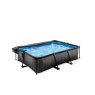 EXIT Black Wood pool 220x150x65cm with filter pump and dome - black