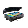 EXIT Black Wood pool 220x150x65cm with filter pump and canopy - black