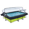 EXIT Lime pool 300x200x65cm with filter pump and dome and canopy - green