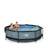 EXIT Stone pool ø300x76cm with filter pump and canopy - grey