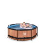 EXIT Wood pool ø244x76cm with filter pump - brown